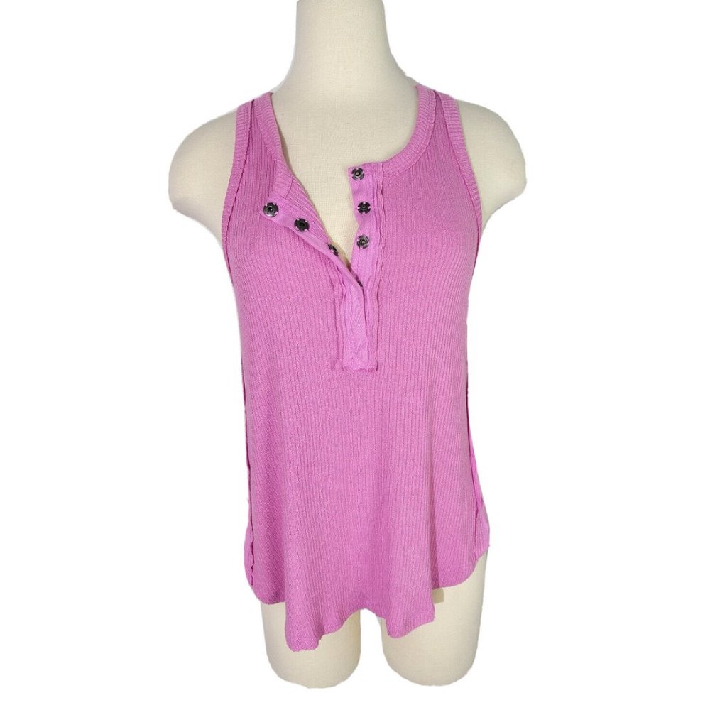 FREE PEOPLE EUPHORIC LILAC HENLEY IT'S ME TANK TOP